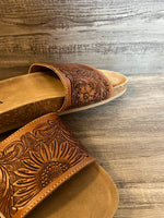 Sunflower Hand-Tooled Sandals